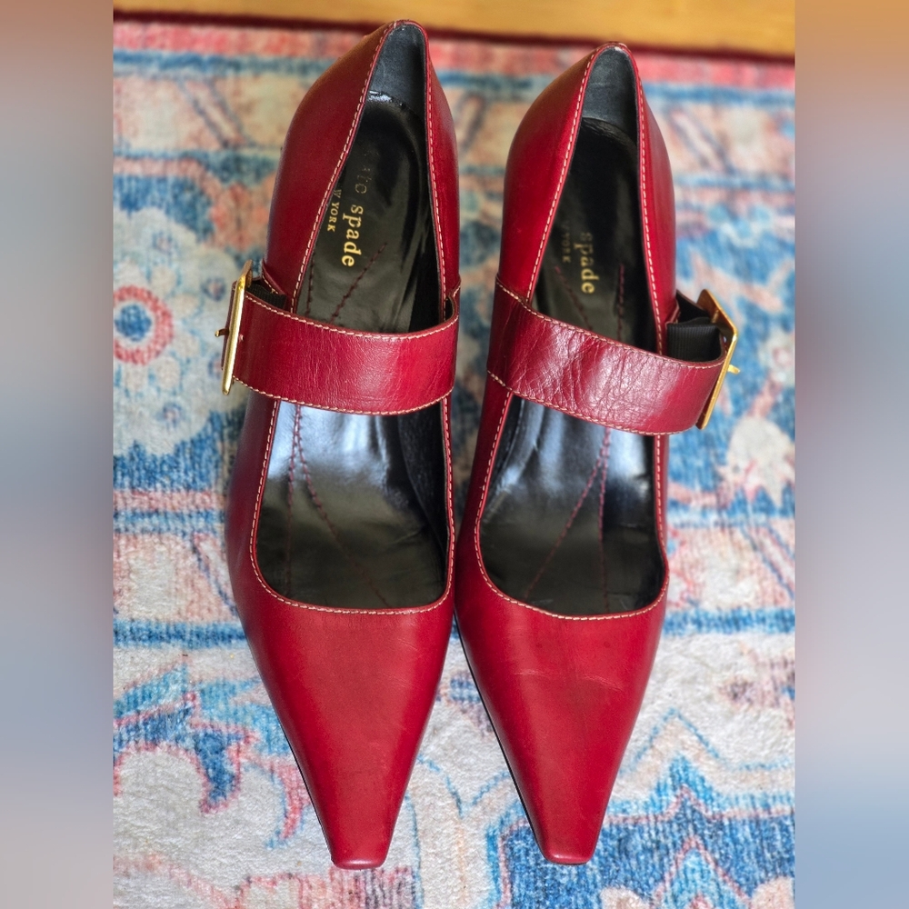 Kate Spade Red Leather Mary Jane Shoes